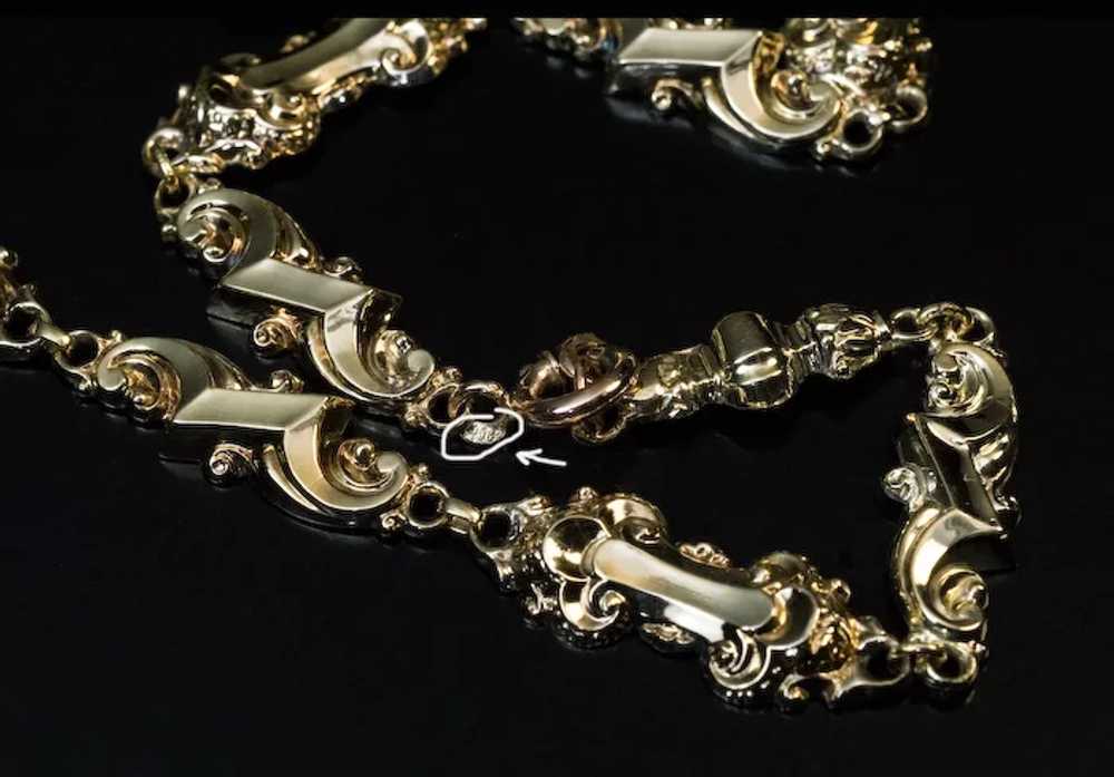 Antique Renaissance Revival Garnet Pearl 14K Gold… - image 7