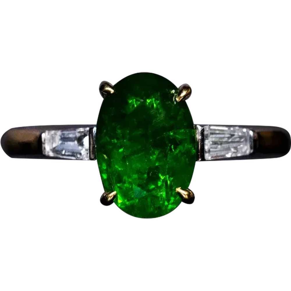 Rare Russian 2.33 Ct Demantoid Diamond Gold Engag… - image 1