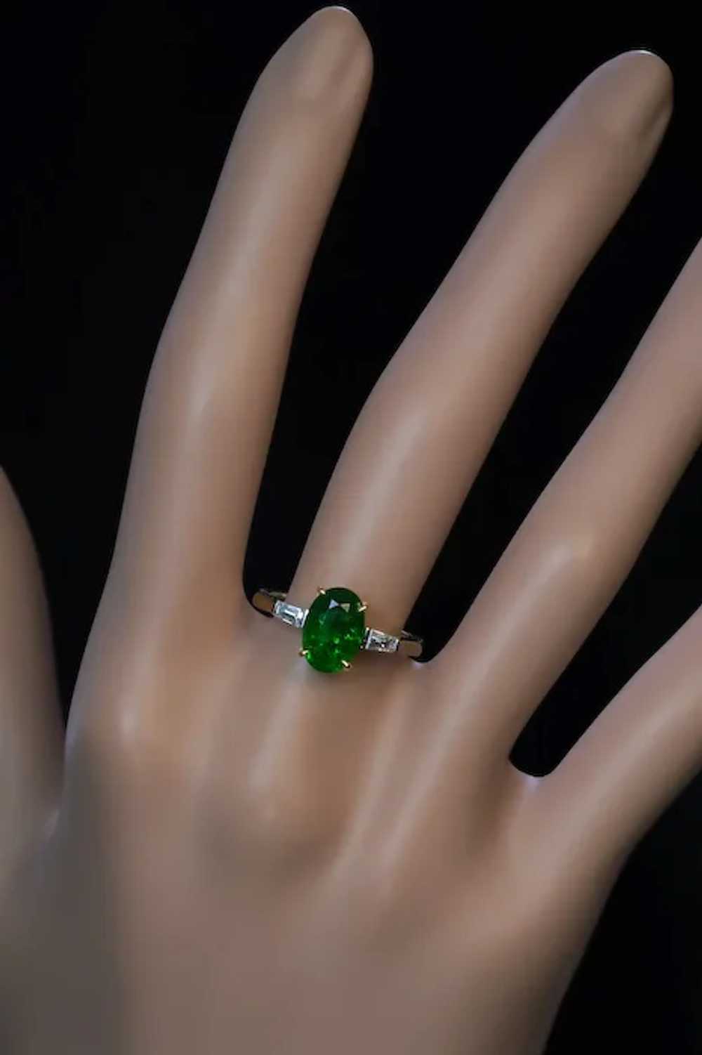 Rare Russian 2.33 Ct Demantoid Diamond Gold Engag… - image 2