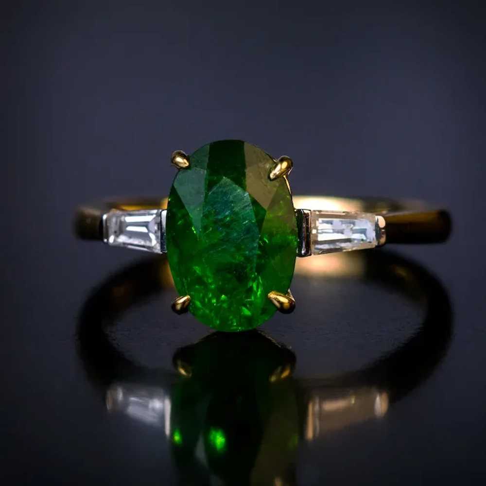 Rare Russian 2.33 Ct Demantoid Diamond Gold Engag… - image 3