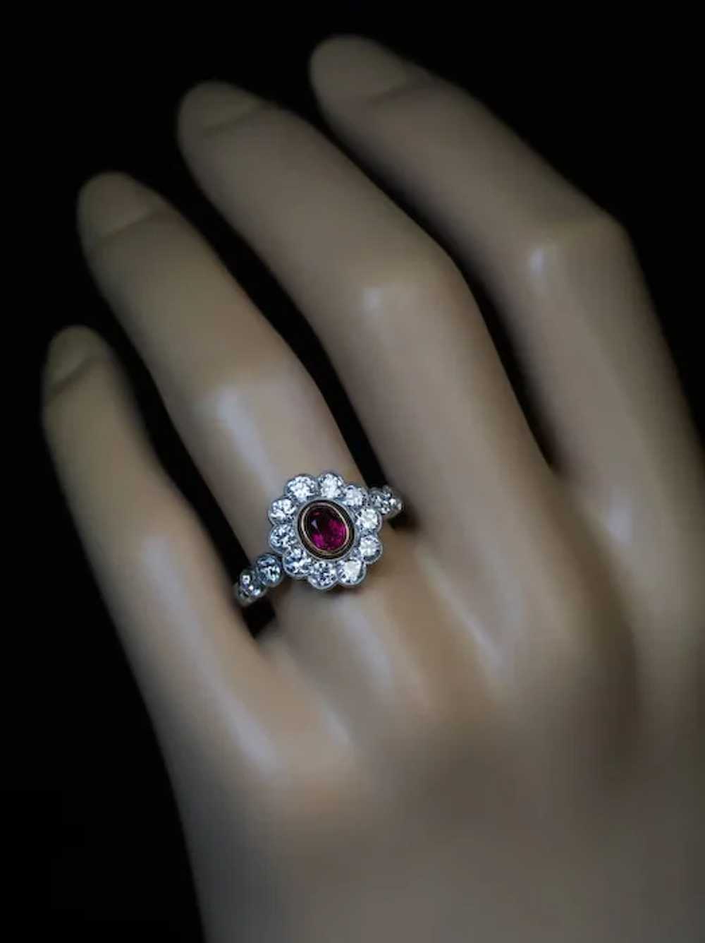 Antique Ruby Diamond Platinum Engagement Ring Ref… - image 2