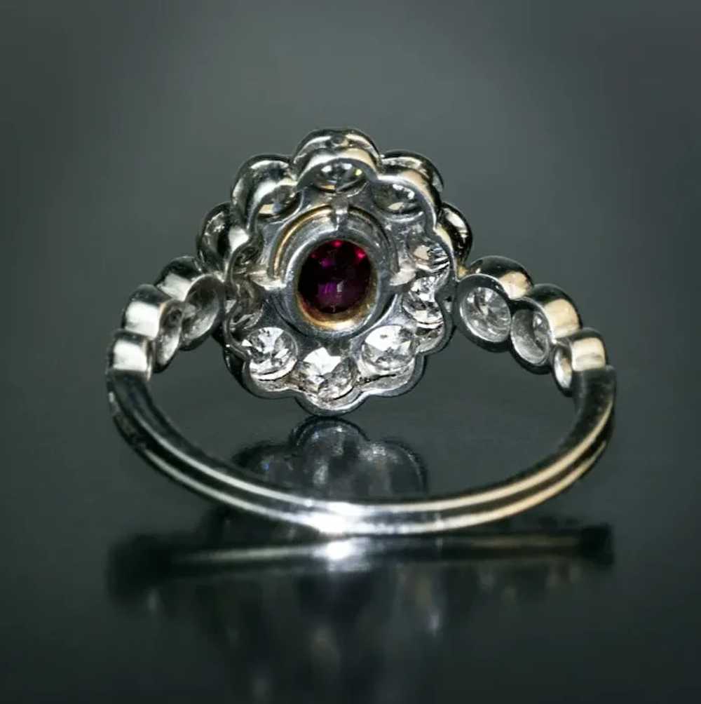 Antique Ruby Diamond Platinum Engagement Ring Ref… - image 3