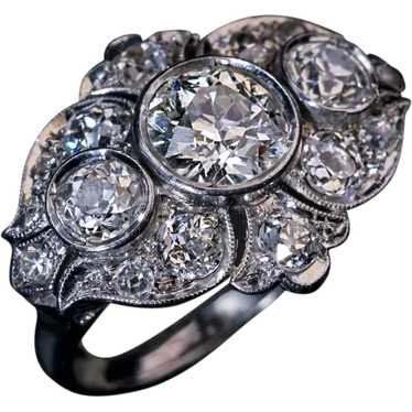 Art Deco Era Ornate Diamond and Platinum Ring - image 1