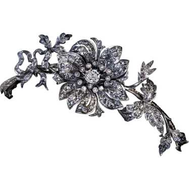 Antique French ‘En tremblant’ Diamond Flower Broo… - image 1