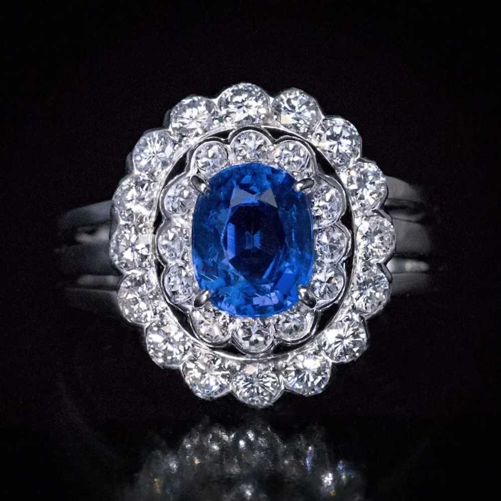 Vintage Sapphire Diamond Double Halo Engagement R… - image 6