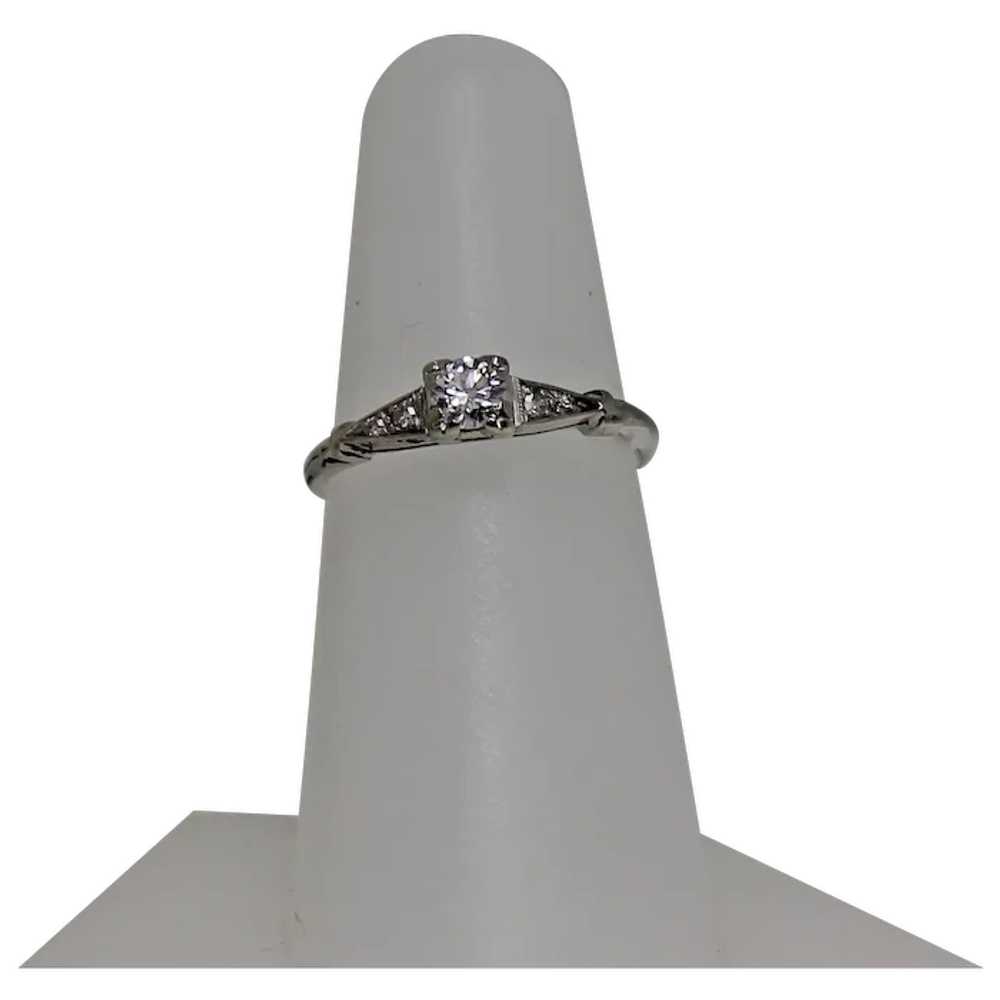 Vintage Delicate Diamond Ring, 14kt WG - image 1