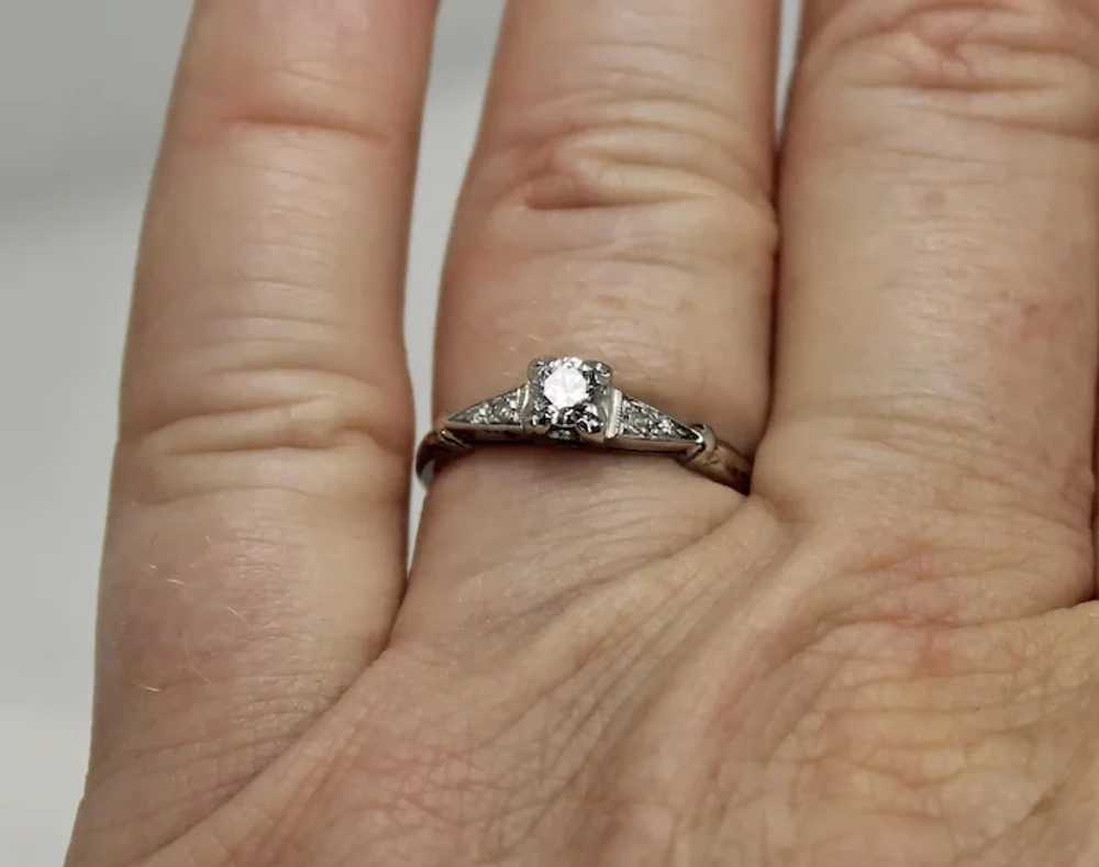 Vintage Delicate Diamond Ring, 14kt WG - image 2