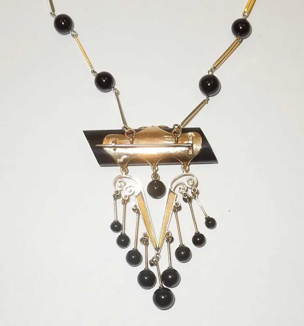 Stunning French Victorian Onyx and 14K Mourning B… - image 3