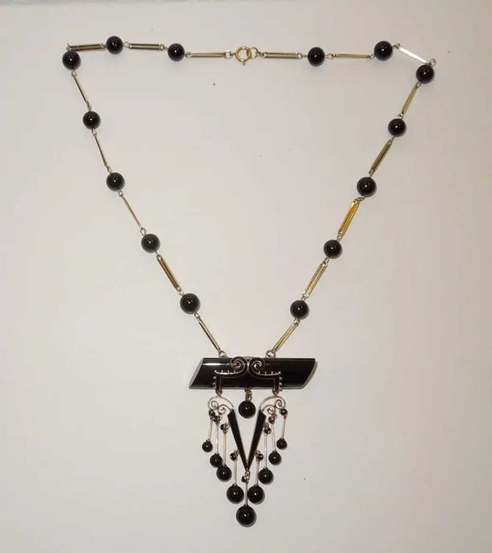 Stunning French Victorian Onyx and 14K Mourning B… - image 5