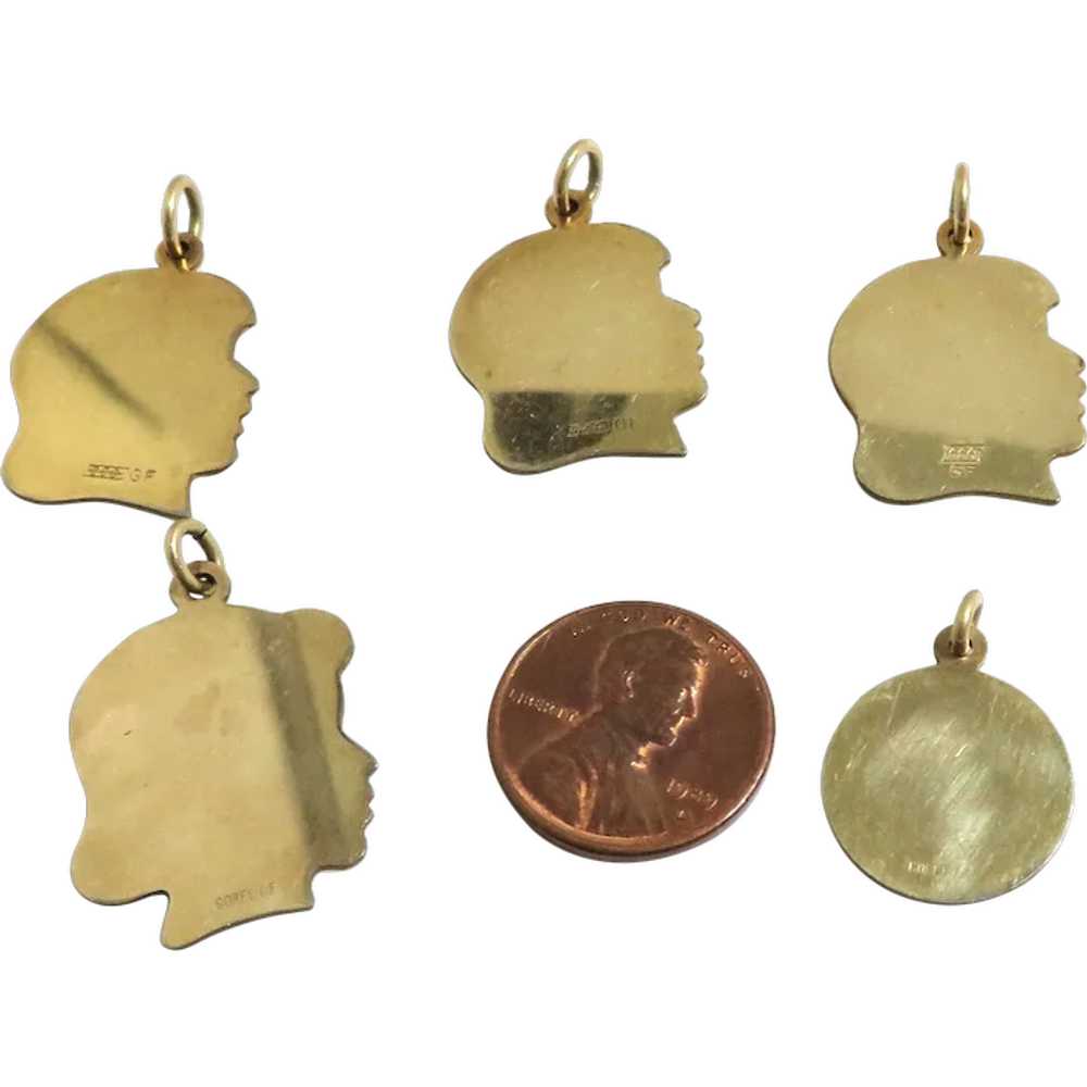 Group of 5 Vintage Gold Filled Silhouette Charms - image 1