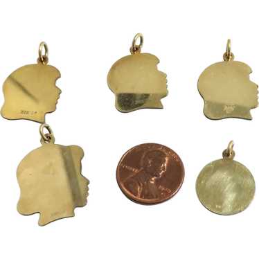 Group of 5 Vintage Gold Filled Silhouette Charms - image 1