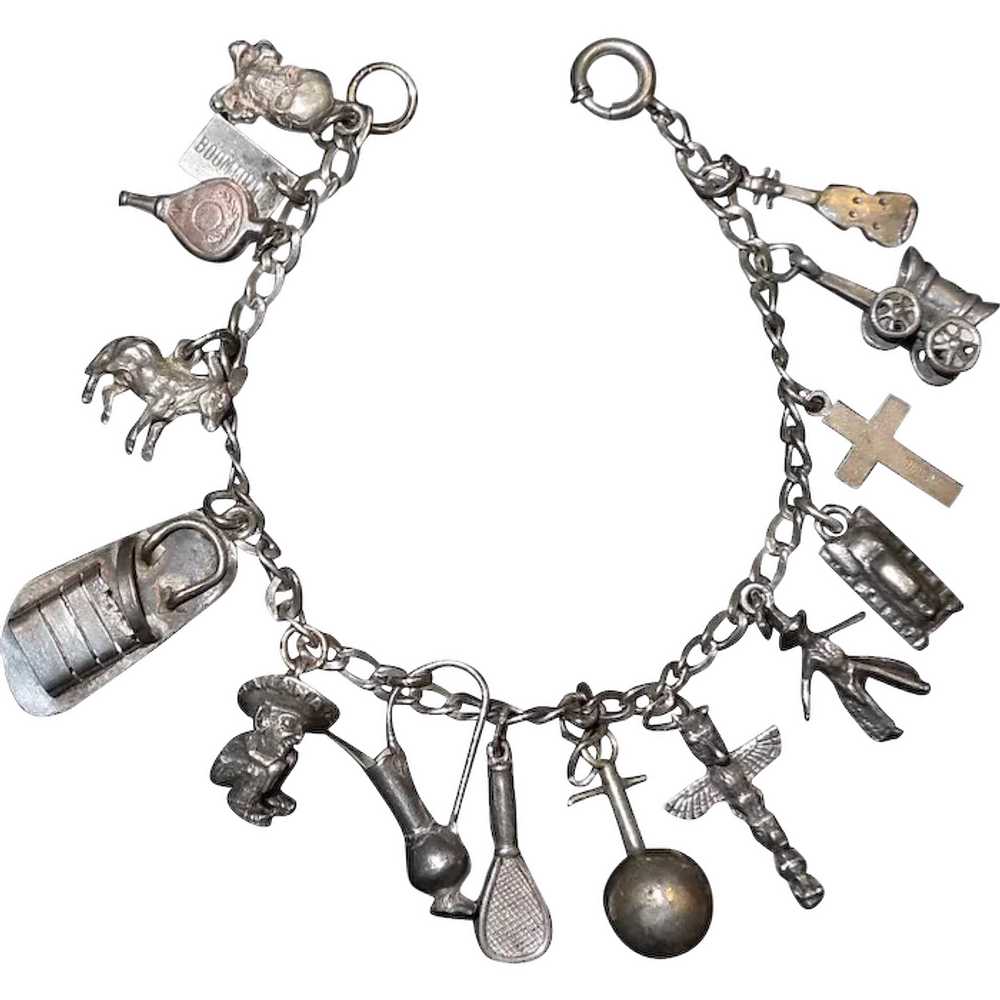 Vintage Sterling Silver Charm Bracelet - image 1