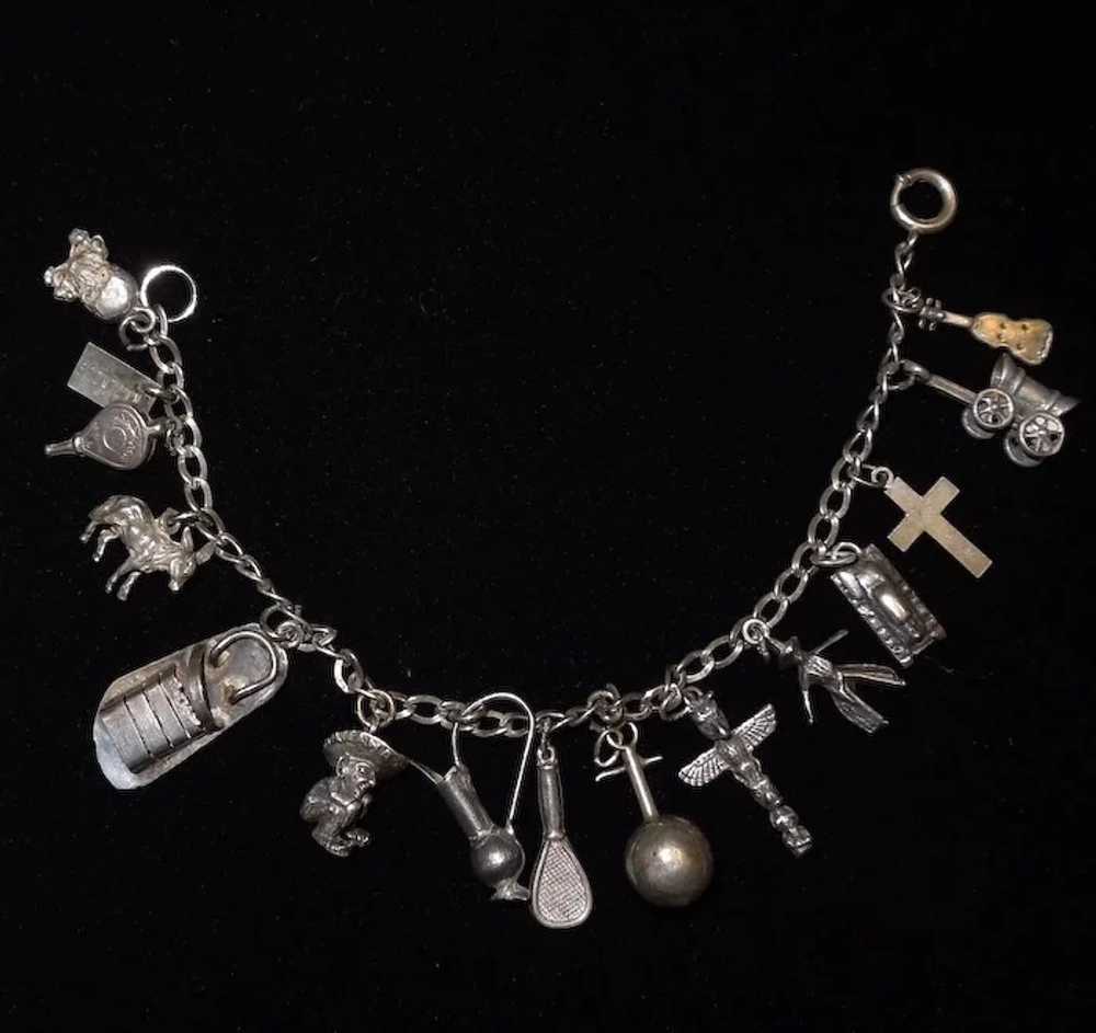 Vintage Sterling Silver Charm Bracelet - image 2