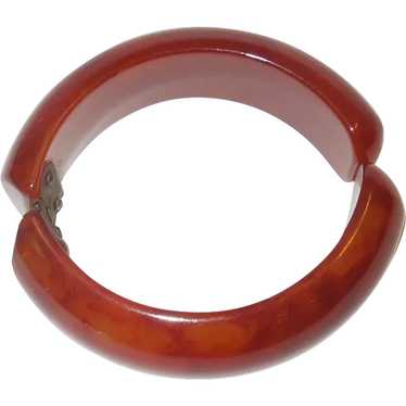 Vintage Deep Red Clamper Hinged Bakelite Bracelet