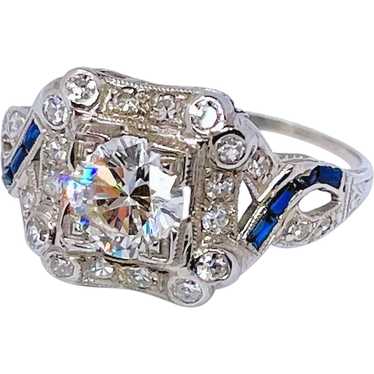 Art Deco Engagement Ring Old European Cut Diamond… - image 1