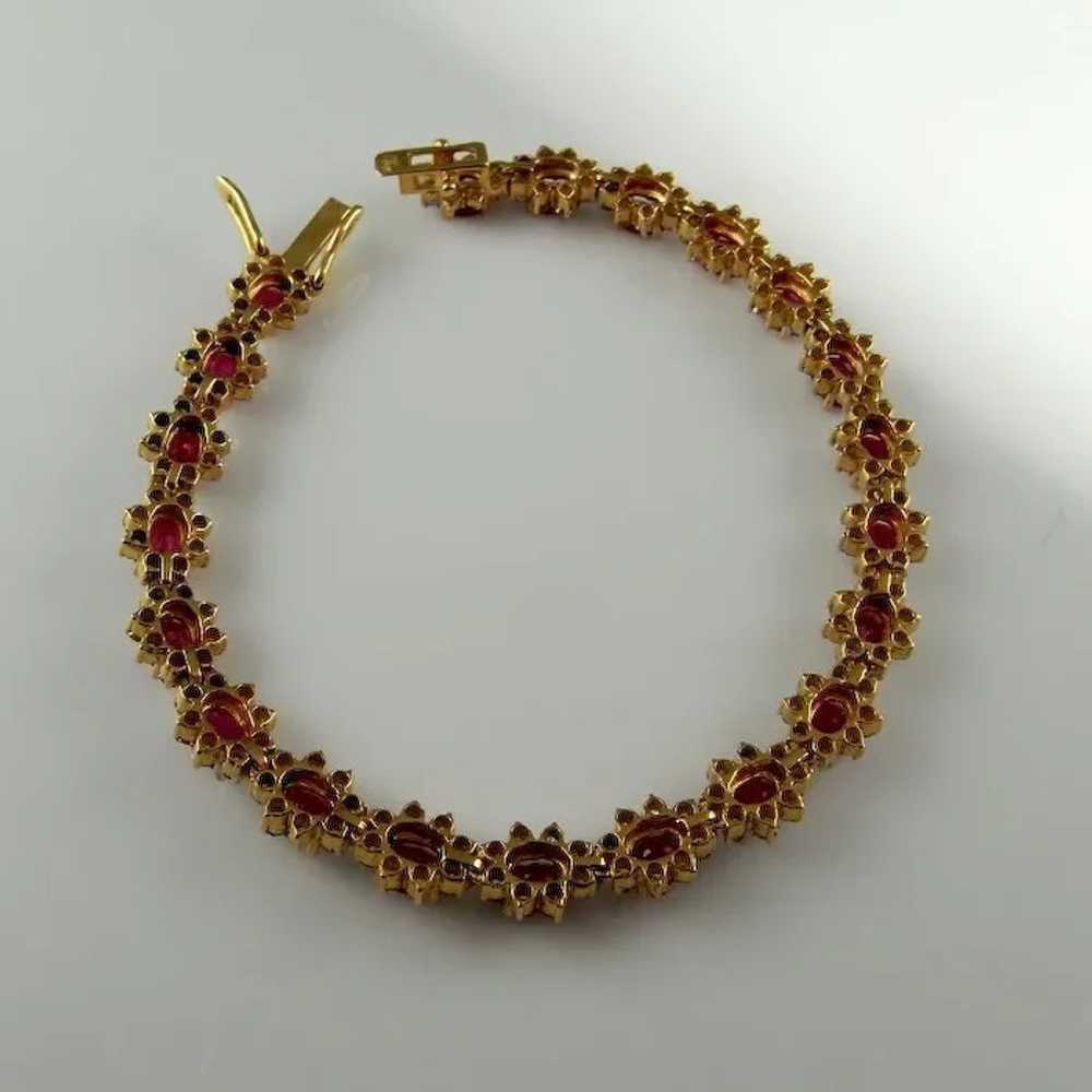 Red Ruby Diamond Tennis Bracelet 18K 18kt 750 Yel… - image 9