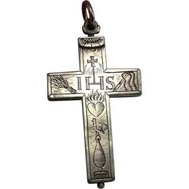 1600s Renaissance Antique Reliquary Cross Silver … - image 1