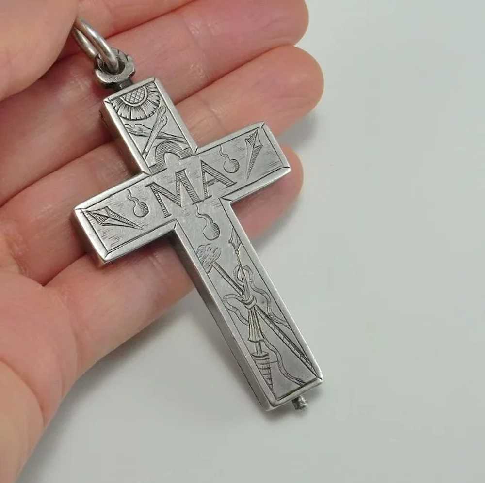 1600s Renaissance Antique Reliquary Cross Silver … - image 2