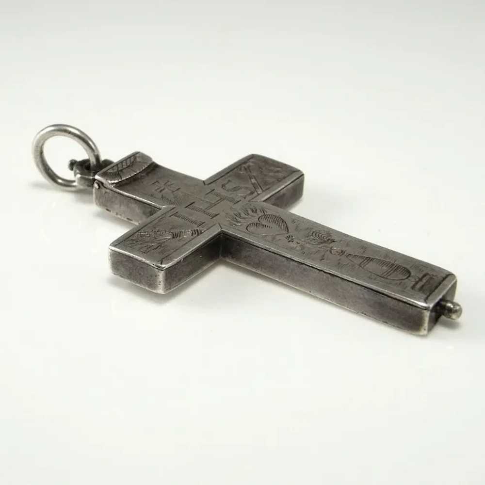 1600s Renaissance Antique Reliquary Cross Silver … - image 3