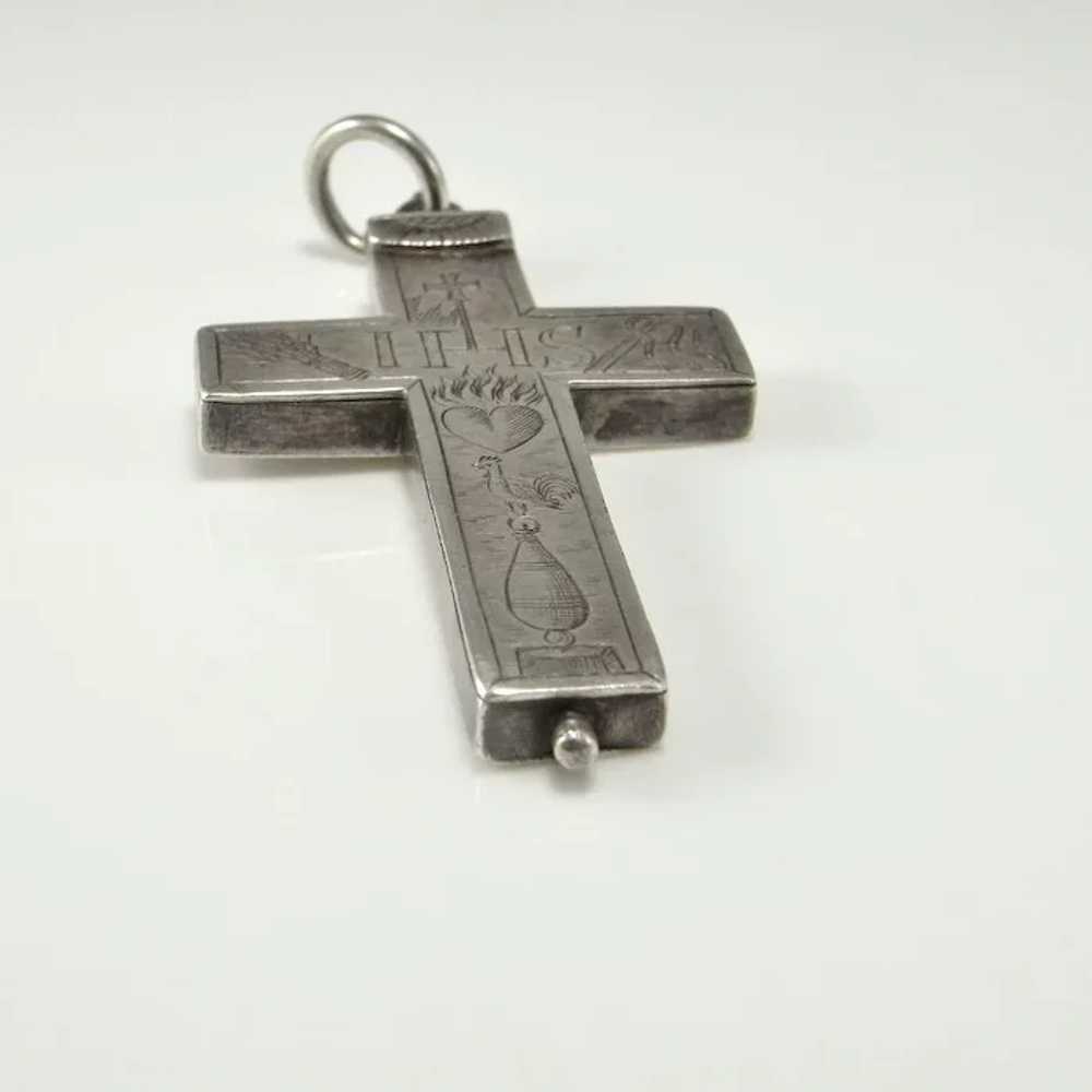 1600s Renaissance Antique Reliquary Cross Silver … - image 4