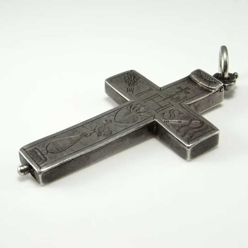 1600s Renaissance Antique Reliquary Cross Silver … - image 5