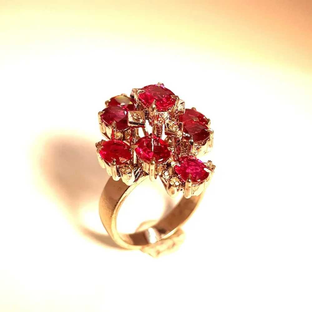 No Heat Ruby Diamond Ring 14K White Gold Ruby Clu… - image 6