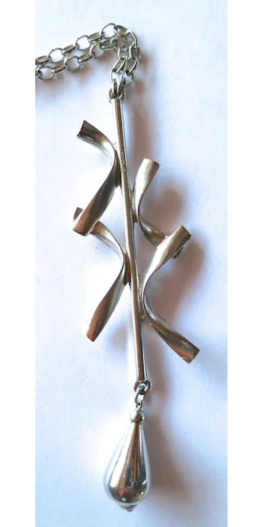 Napier Silver Tone Modern Pendant Necklace - image 3