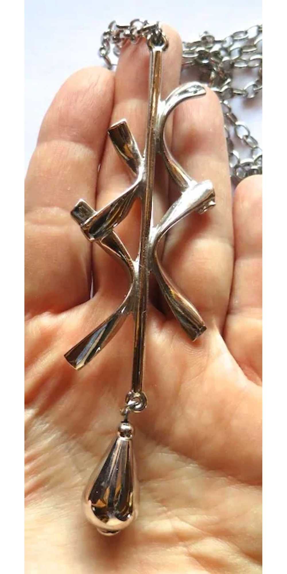 Napier Silver Tone Modern Pendant Necklace - image 5