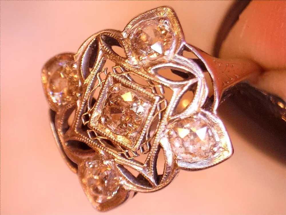 14 Karat White Gold Victorian Ring - image 3