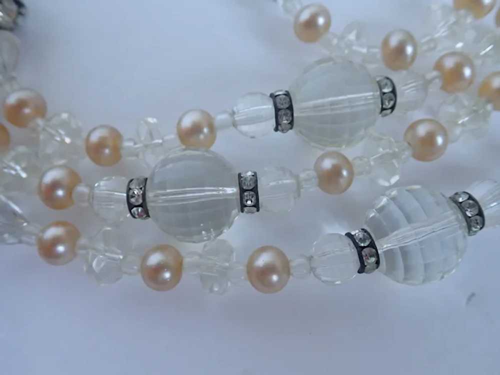 Vintage Clear Faceted Lucite Crystals Beads, Faux… - image 3