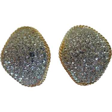 Vintage Piscitelli Crystal Encrusted Clip Earrings