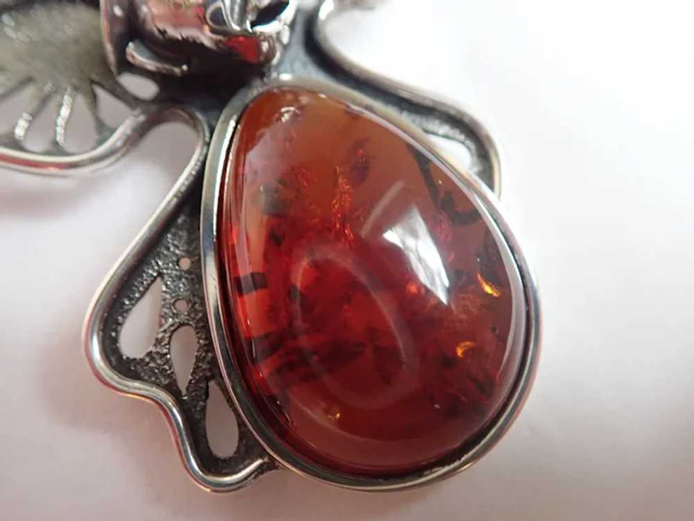 Vintage Unique Amber And Sterling Signed A. Baiek… - image 3