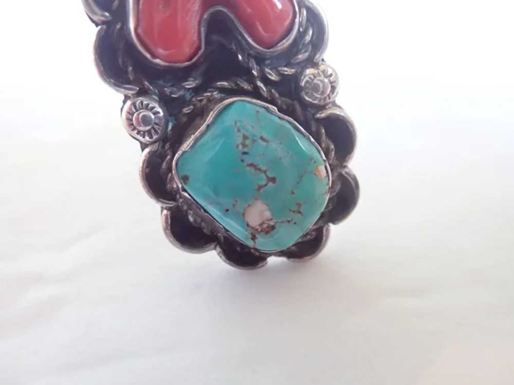 *Vintage Native American Style Turquoise Coral St… - image 5