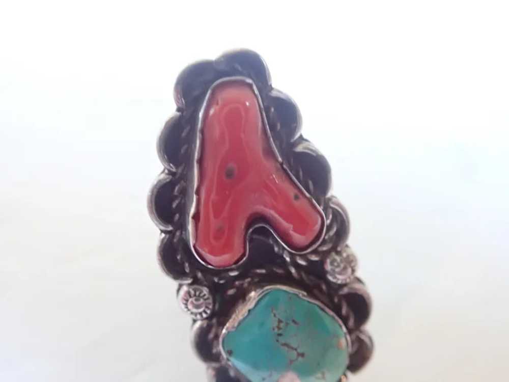 *Vintage Native American Style Turquoise Coral St… - image 6