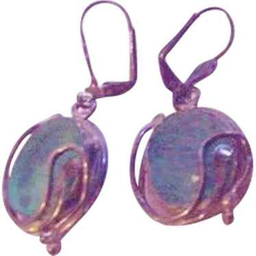 Sterling Silver Vintage  Aqua Earrings - image 1