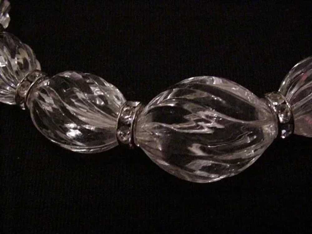 Clear Lucite and Rhinestones Necklace - image 3