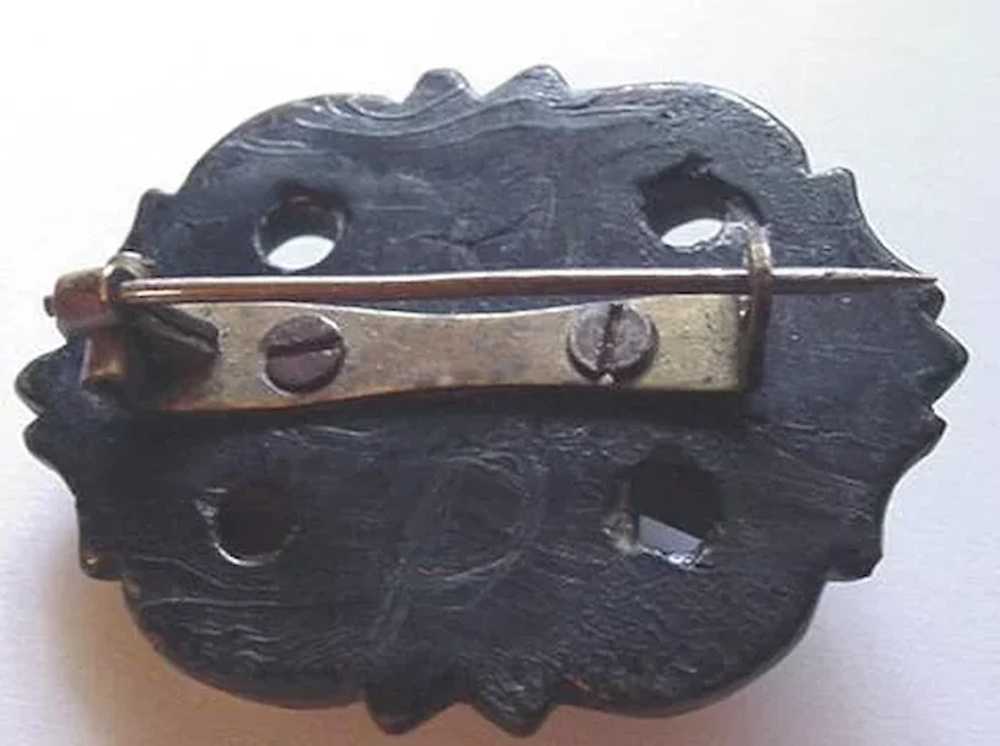 Victorian Carved Mourning Pin - image 2