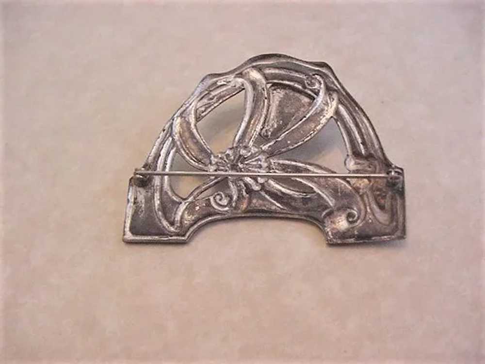 Art Nouveau Amethyst Rhinestone Pin - image 3