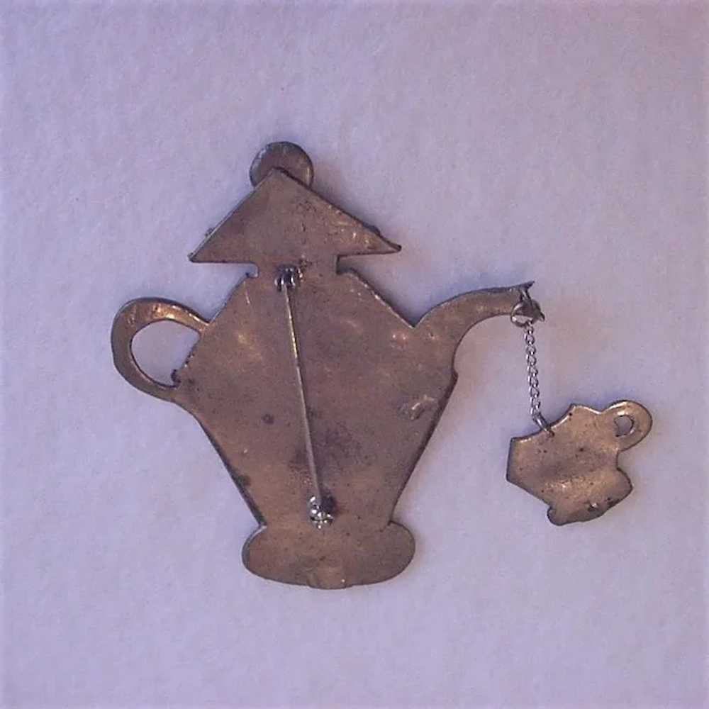 Tea Coffee Pot Chatelaine Pin - image 4