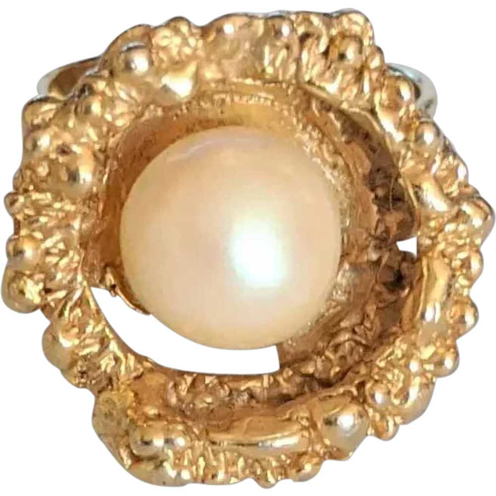Faux Pearl Fashion Ring - image 1