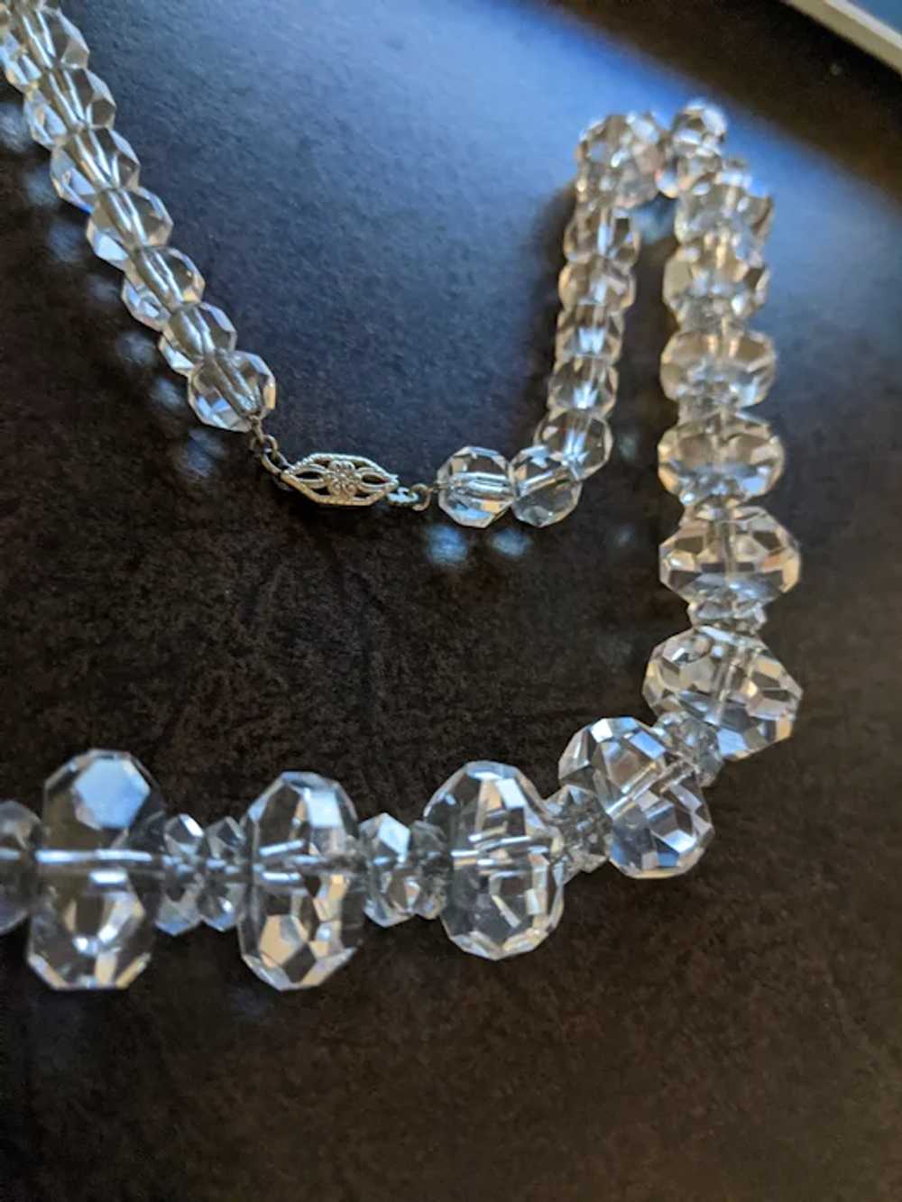 Vintage Faceted Rock Crystal Beads Necklace - image 2