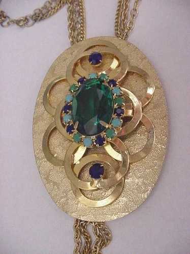 Extra Large 1960's Rhinestone Pendant Necklace