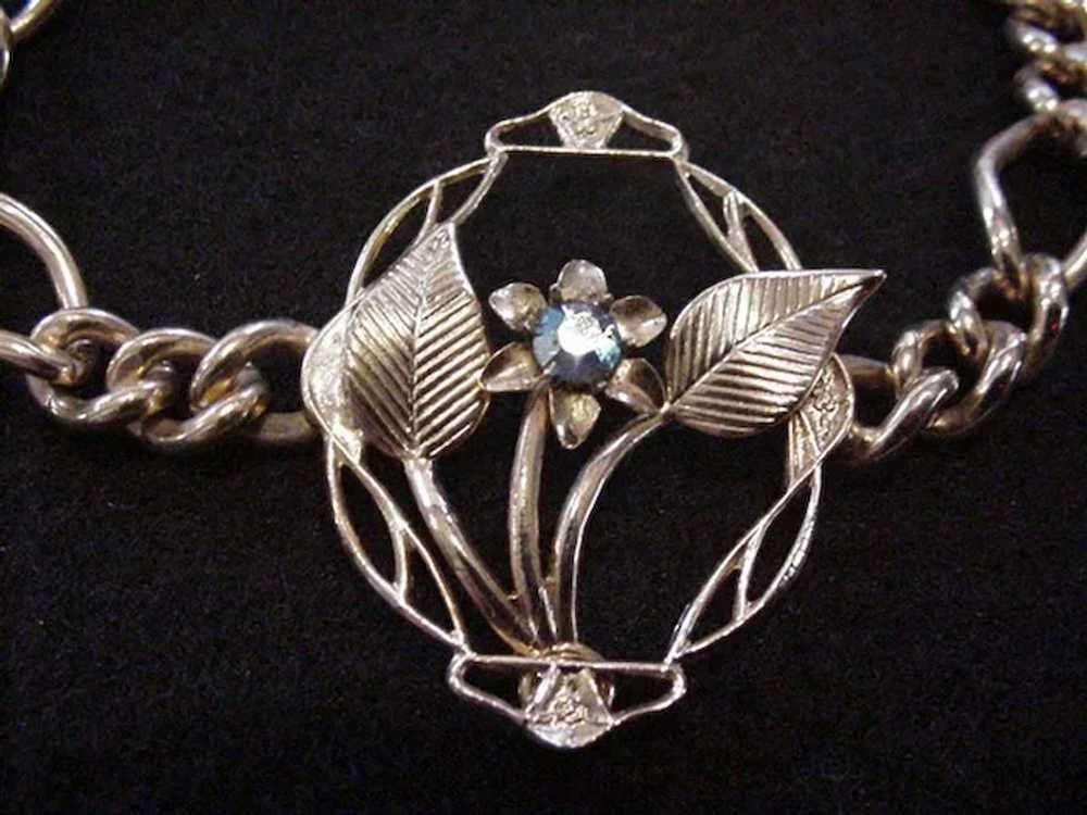 Mid-Century Rhinestone Floral Bracelet - image 2