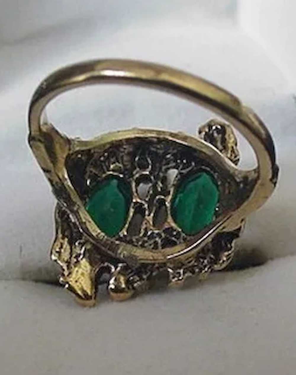 Asymmetrical Green Rhinestone Ring - image 2