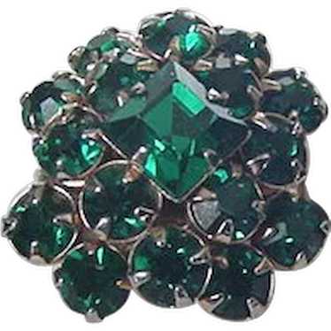 Green Rhinestone Cocktail Ring - image 1