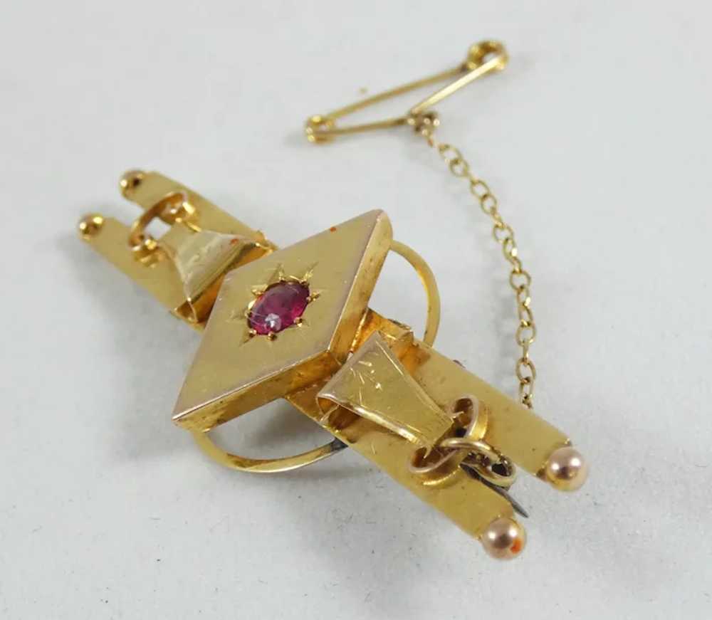 Antique Edwardian 1905 Solid 9ct Yellow Gold Pink… - image 2