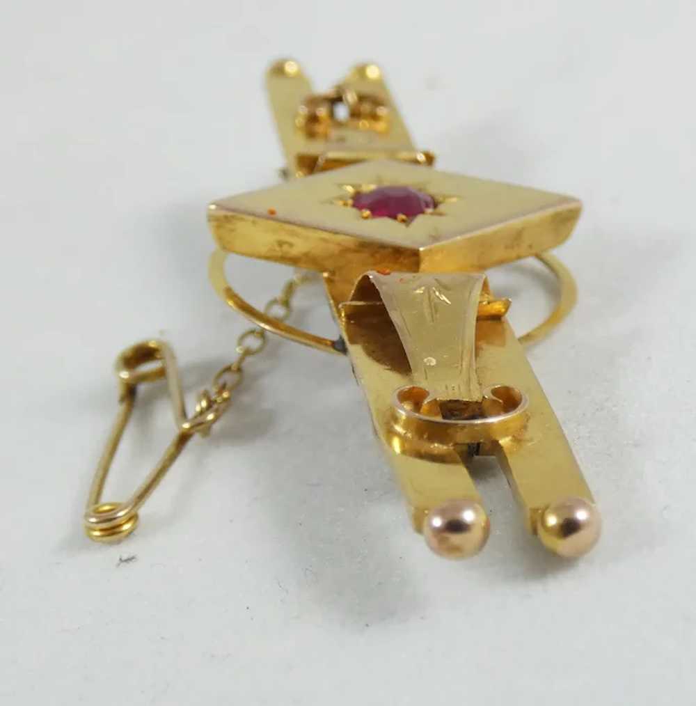 Antique Edwardian 1905 Solid 9ct Yellow Gold Pink… - image 3