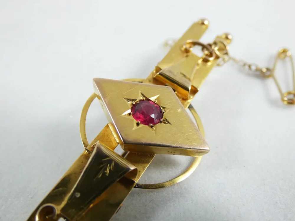Antique Edwardian 1905 Solid 9ct Yellow Gold Pink… - image 4