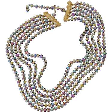 Castlecliff 5-Row Carnival-Glass Bib Necklace