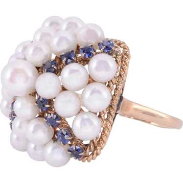 Akoya Pearl & Sapphire Ring